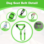 BWOGUE 2 Pack Dog Seat Belt for Car, Green Headrest Restraint Safety Strap | 18-30 in Adjustable, Headrest Loop, 2 Pack for Dogs and Cats, Nylon Safety Strap, Use with Dog Harness, Zinc Alloy Snap - Image 3