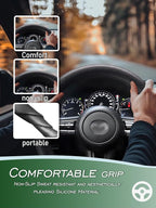LRITER Car Steering Wheel Cover, Non-Slip Silicone Material, Multiple Color Choices, Universal Auto Parts Steering Wheel Cover, Suitable for Most Cars (Black) | Multiple Color Choices, Universal Auto Parts Steering Wheel Cover, Suitable for Most Cars - Image 2