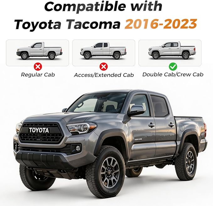 Coverado Tacoma Seat Covers Full Set, Faux Leather Seat Covers Custom Fit for 2016-2023 Toyota Tacoma Double/Crew Cab Base Prerunner SR5 Limited TRD Sport Interior Covers (White Line) - Image 7