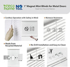 DEZ FURNISHINGS Cordless No Tools 1" Magnet Mini Blinds for Metal Doors, Room Darkening, 25" W x 42" H, White - Image 5