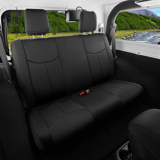 GIANT PANDA Neoprene Seat Covers for Jeep Wrangler JK 2-Door (2013-2017), Neoprene UV&Waterproof, Foam Padded, Front & Rear Seat Covers(Black) - Image 7