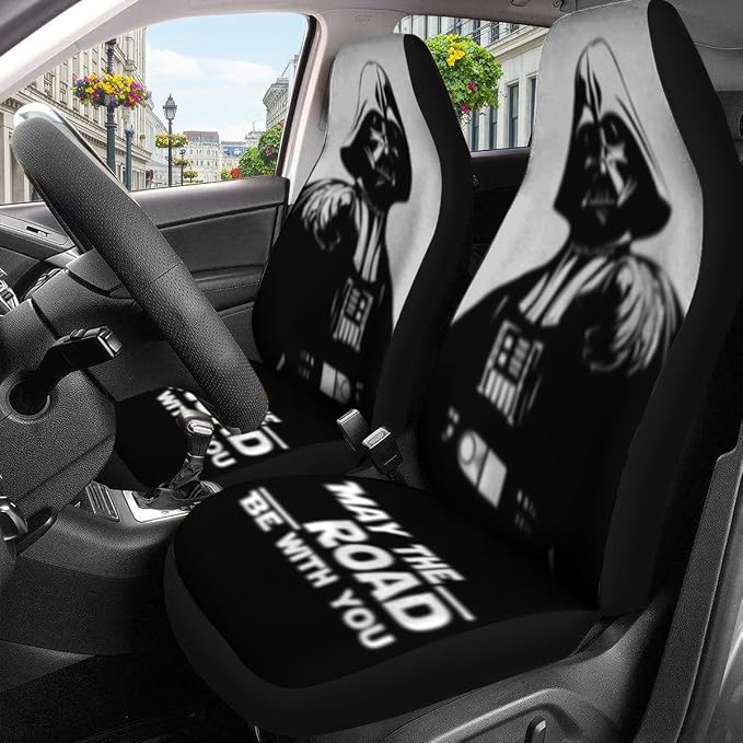 GENANY Dark Space Figure Car Seat Covers, 2-Piece Front Seat Set | 2-piece polyester front seat cover set, each 35 x 21 x 21 inches, with adjustable straps and hooks - Image 3