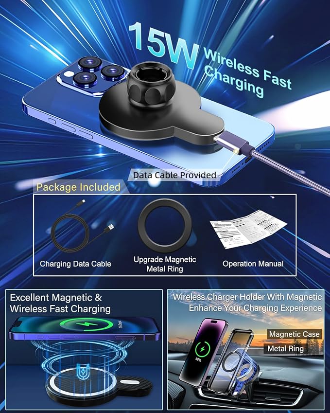 PZK Car Phone Mount for Toyota Camry 2007-2011 Accessories Custom Air Vent | Magnetic 15W Fast Wireless Charger Car Phone Holder with Magsafe 360° Rotation Hands-Free Cell Phone Cradles for iPhone - Image 6