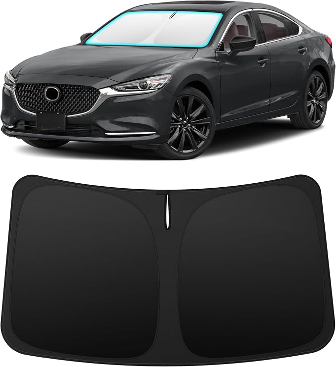 INSAUTO Custom Fit Windshield Sun Shade for Mazda 6 2014-2021 | Foldable Front Window Sunshade Car Accessories, UV & Heat Reflector, Keeps Interior Cool, Includes Storage Bag by INSAUTO
