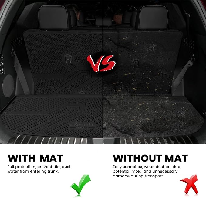 LASFIT Cargo Mats for Hyundai Palisade 2025 2024 2023 2022 2021 2020 | All Weather TPE Custom Fit Cargo Trunk Mat & Backrest Mats Accessories, Black - Image 4