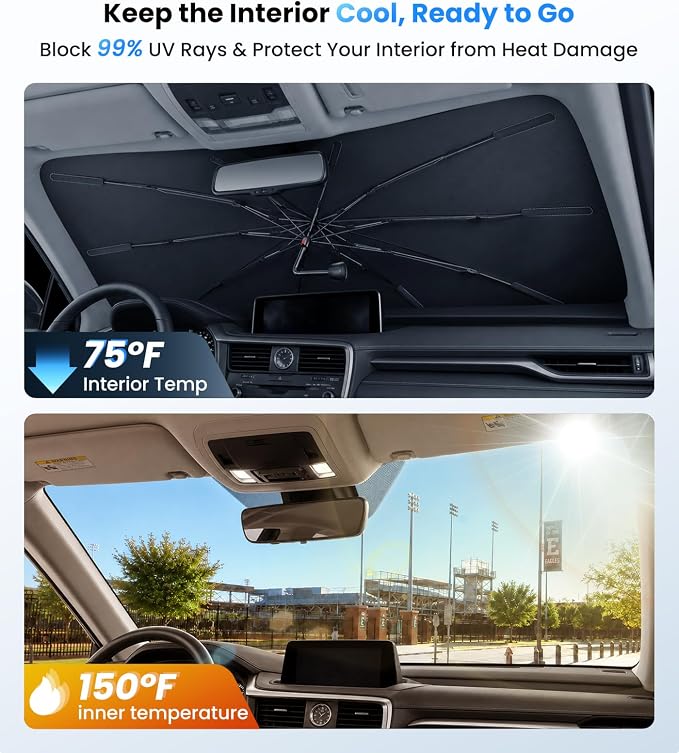 Zanch 2026 Upgraded Windshield Sun Shade Umbrella: Custom Fit for Lexus RX300 2015-2025 Front Window Sunshade, Block UV Rays & Keep Car Cool, 1:1 Scan for RX300, No Gaps & No Scratches. - Image 2