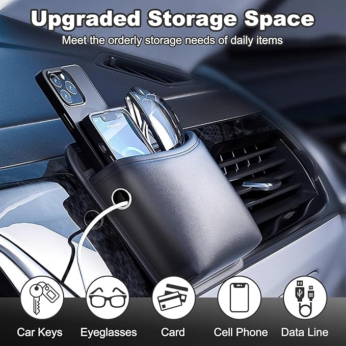 2Pcs Car Side Pocket Organizer, Universal Leather Mini Storage Bag for Cell Phone, Wallet, Key, Glasses, Multifunctional Car Organizer Accessories for Car Seat, Door, Window, Console, 7*4.3*2.2inch - Image 3