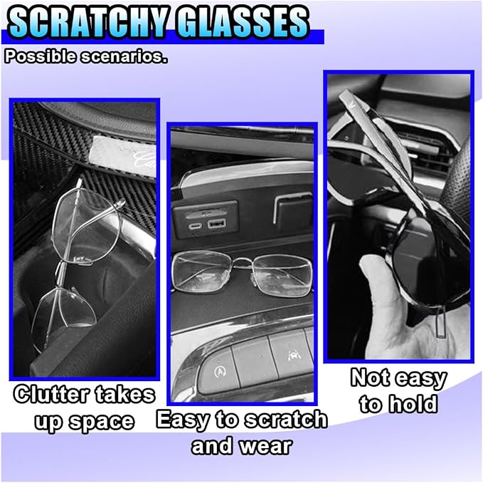 2PCS Magnetic Sunglass Holder for Car Sun Visor (Black) | Leather Vehicle Glasses Eyeglass Mount & Ticket Card Clip, Auto Interior Visor Accessories, Universal for Car SUV Truck - Image 4