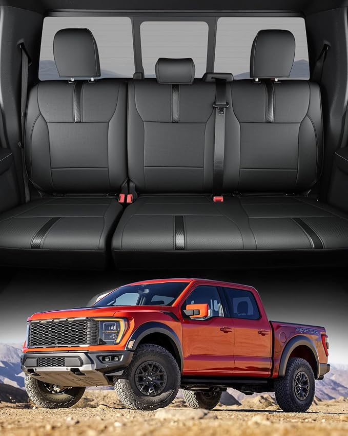 for Ford F150 Seat Covers 2015-2023 2024 2025 2026 (Only Rear Seat Covers), Leather Truck Seat Covers Custom Fit for F-150 XL XLT (Only SuperCrew/Crew Cab), Waterproof Car Accessories, Black - Image 7