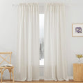 RYB HOME Semi Sheer Curtains 95 inches Long for Living Room | Extra 66 inches Width, Light Filtering, for Farmhouse Home Office Bedroom, Rod Pocket, Linen, W66 x L95, 2 Panels by RYBHOME