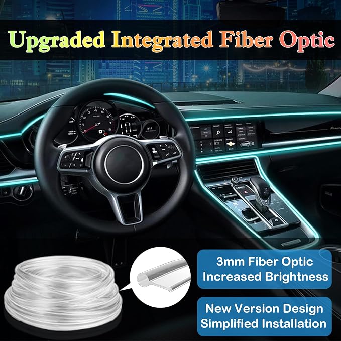 DEHERANE Interior Car LED Strip Lights, APP& RF Remote Control | 6 in 1 Car Ambient Lighting Kit with 315 inches Integrated Fiber Optic, 16 Million Colors Car LED Lights, Sync to Music - Image 4