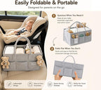 SHAROM Diaper Caddy Organizer for Baby, Portable Diaper Caddy Basket, Felt Baby Diaper Caddy & Baby Caddy Organizer, Caddy for Baby Stuff, Diaper Organizer for Changing Table, Car & Nursery, Gray - Image 5