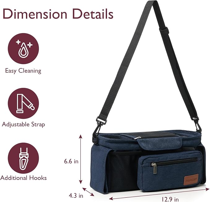 Momcozy Universal Stroller Organizer with Insulated Cup Holder | Detachable Phone Bag and Shoulder Strap, Fits for Uppababy, Baby Jogger, Britax, BOB, Umbrella, and Pet Strollers - Image 7