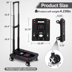 GtIiFmTe Foldable Hand Truck, Lightweight Luggage Cart for Airport Car Seat | Compact Folding dolly with Rotating swivel wheel,storage size12×15.7×4.1",300lbs Load,Upright Lock Handle with 3bungee cords - Image 8