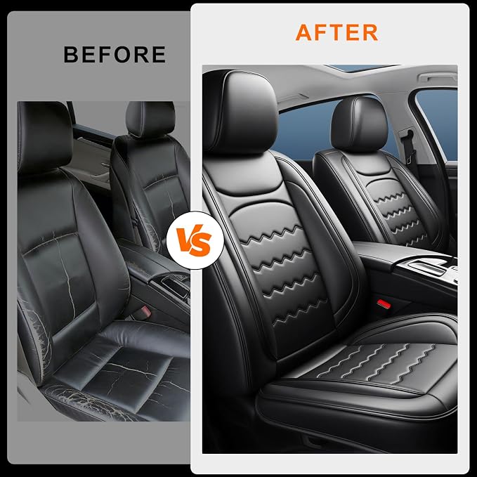Seltos Car Seat Covers Custom Fit for Kia Seltos 2021-2025 2026, Full Coverage Leather Waterproof Breathable Seat Covers, Automotive Seat Protectors, Airbag Compatible(2 Front Seats, Black) - Image 6