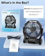 Portable Rechargeable Fan, 20000mAh Battery Powered Camping Fan with LED Light & Hook, 270° Adjustable, 4-Speed, 4H Timer Camping Essentials for Outdoor Tent Travel BBQ Car, Gifts for Men Dad - Image 9