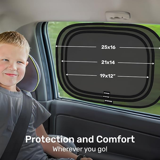 Enovoe Car Window Shade for Baby - (2 Pack) UV Protection Breathable Mesh Baby Window Covers - Sun Shade Blocker, Cling Windows Cover - Glare Shield and UV Rays Protection for Your Child - XL 25"x16" - Image 4