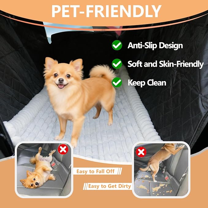 Dog Car Seat Cover 2 Piece Seat Waterproof Hammock and White Cover | Scratch Proof Nonslip Back Seat Pet Bed Mat for Travel Durable Soft Back Seat Covers for Cars Trucks and SUVs - Image 3