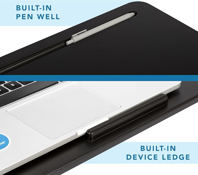LAPGEAR The Original Lap Desk – Black, Fits 17" Laptops | Microbead Cushion, Device Ledge, Built-In Pencil Tray, Carry Handle - Image 4