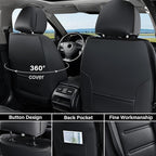 Coverado Car Seat Covers, Front Covers for Cars, Car Seat Cover Front Seats, Car Seat Protector Waterproof, Leather Car Seat Cushion, Universal Interior Covers Seat Protectors for Most Cars Black - Image 2