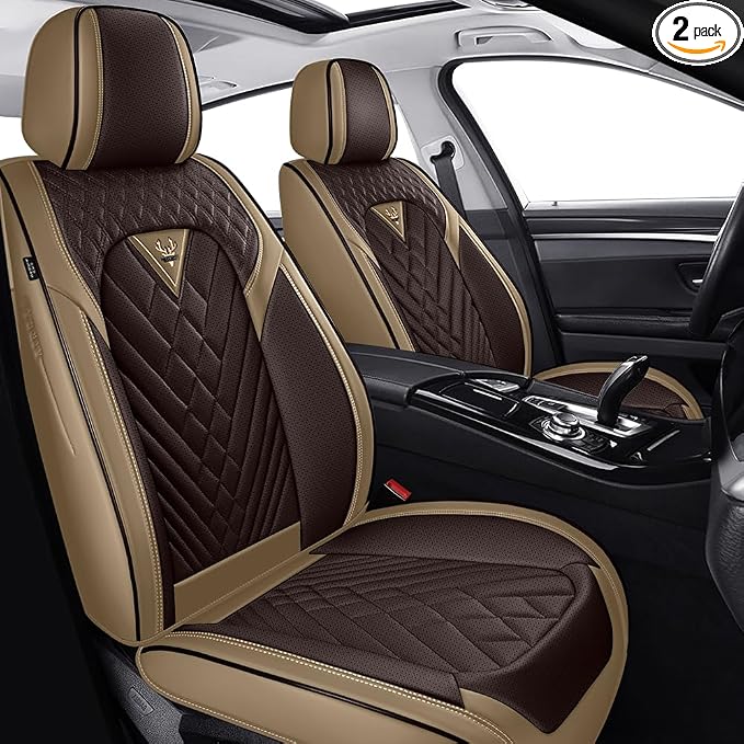 Fit for Toyota Sienna Limited Seat Covers 2014-2026, Nappa Leather, 360° Full Protection, Thick Padding & Memory Foam, Waterproof & Stain-Resistant Car Seat Cover (Standard 2 Seats,Brown&Beige) by Unknown