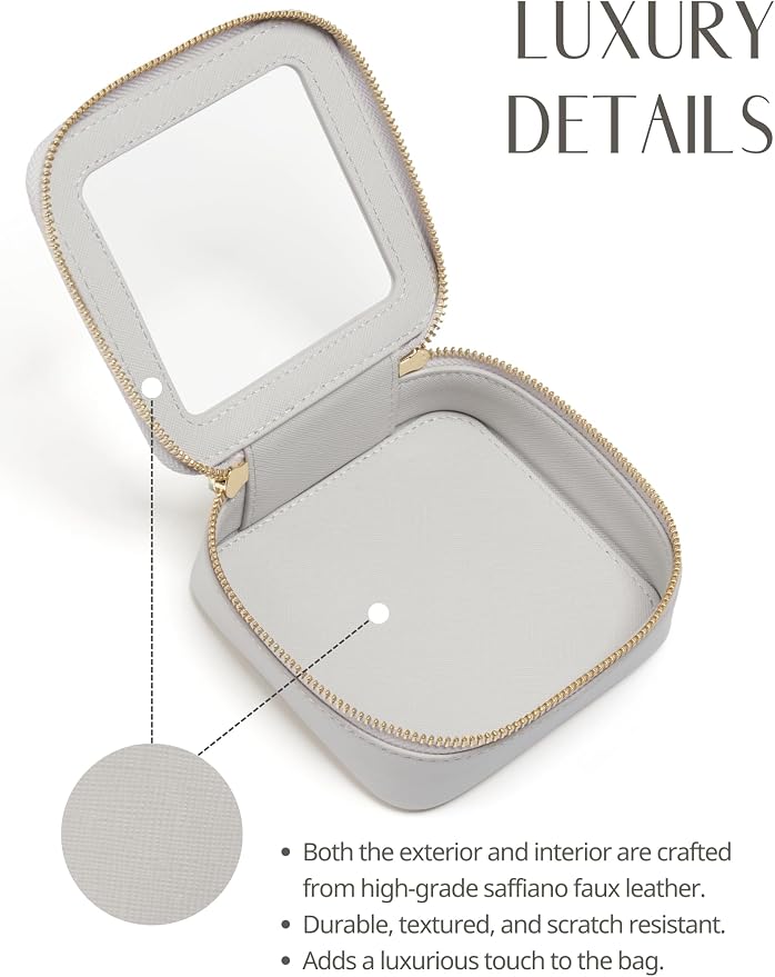 Clear Makeup Case Toiletry Bag Travel Medium Clear Cosmetic Bag with Zipper, Make Up Bag Organizer Traveling TSA Approved Transparent Bag Car for Essentials, Mini & Medium, Beige Grey - Image 7