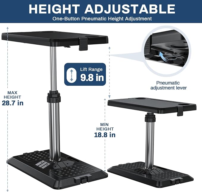 Car Seat Tray Table, Multi-Function Adjustable Tray for Work & Eat | Pneumatic lift, 360° rotatable top, tool-free car tray. High-density composite holds 10kg, anti-slip base - Image 2