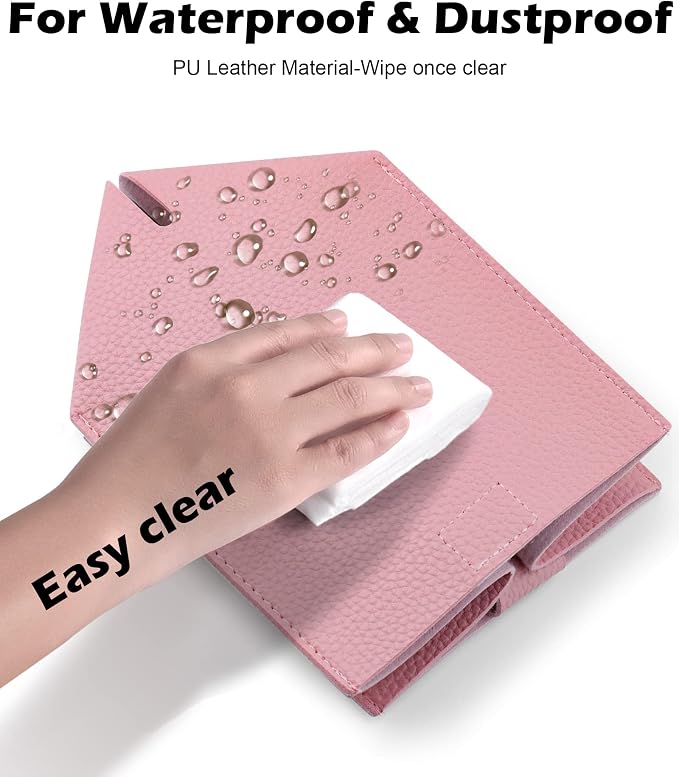 Tissue Box Cover for PU Leather, Modern Simple Solid Color Holder Square Tissue Bag, Ideal for Bathrooms,Office,Car,Nightstand,Outdoor Tent,Dining Table,5"X5"X5", Single Pink - Image 6