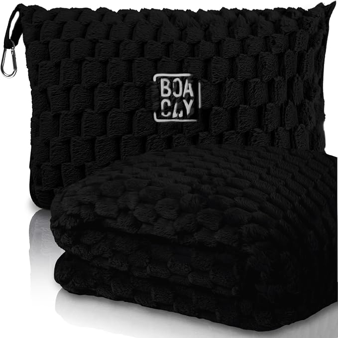 BOACAY Packable Travel Blanket for Airplane, Car - Compact Office Blanket - Portable Pillow for Adults, Kids with Case, Luggage Sleeve, Backpack Clip by BOACAY