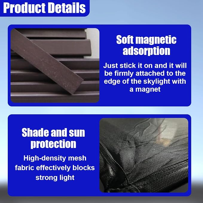 Magnetic Car Sunroof Sun Shade Breathable Mesh (37.4 × 21.7 in) | UV Protection Auto Moonroof Screen Cover, Universal Quick Install Vehicle Window Mesh Bug Net Accessory for Camping, Parking - Image 3