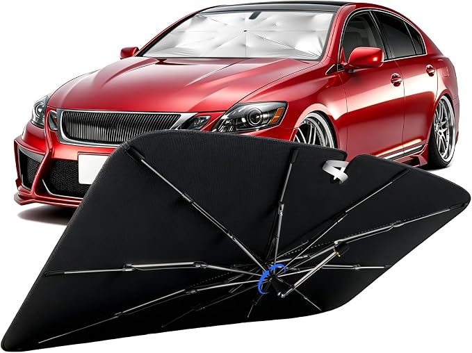 Windshield Sun Shade for Lexus GS 2006-2011 with 360° Rotating Shaft | Custom Fit Umbrella Sunshade for UV Blocking, Interior Heat Protection, Easy Storage, UPF 50+ Cool Windshield Cover by Lonyaqui