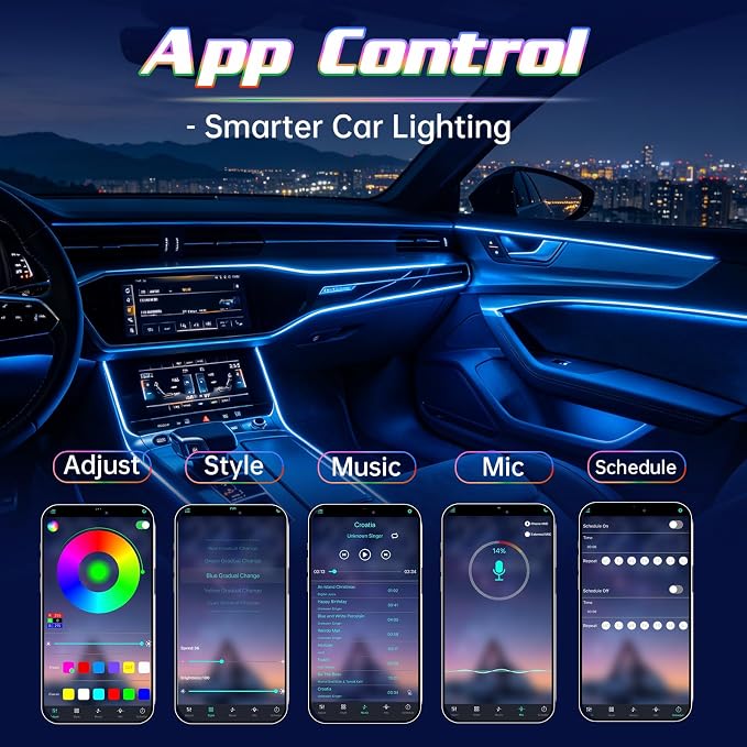 Interior Car LED Strip Lights, RGB 6 in 1 Car Ambient Lighting Kit | 16 Million Colors, Music & Mic Mode, Remote Control, Easy Installation, Plug and Play, LED Lights for Car Accessories - Image 6