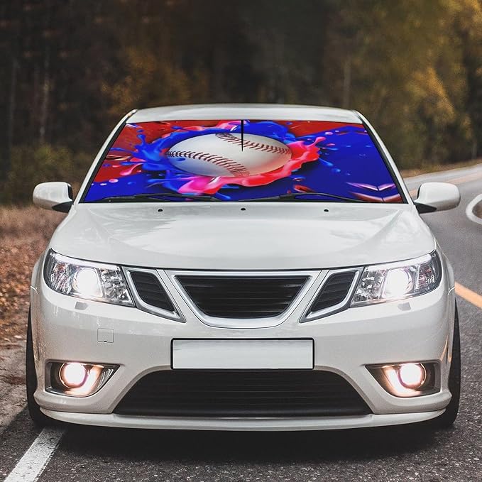 Socira Baseball Car Windshield Sunshade Umbrella Foldable Visor Umbrella | Sun Shade Cover Sunshade Front Window Cover Car Accessories Blocks Uv Rays (57" X 30") - Image 2
