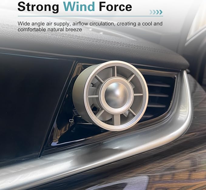Car Vent Fans, Portable USB Mini Automatic Fan with Cool Lighting, Three-speed Blower with Adjustable Clip, Universal for Most Cars, Trucks, SUVs (White) - Image 7