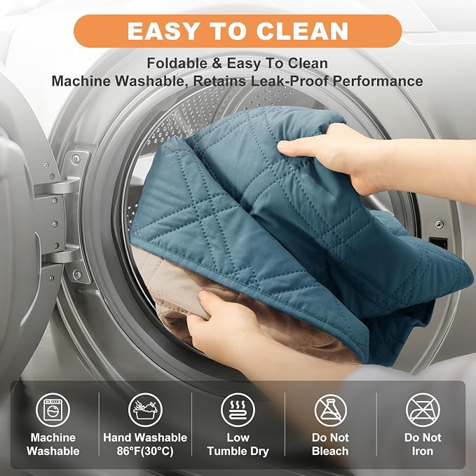 100% Waterproof Washable Dog Blanket，Gray Blue+Apricot 52"x82" | ,7-Layer Reversible Couch Covers for Dogs Met for Sofa Furniture Car Camping - Image 7