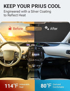 Proadsy Custom Fit 2016-2022 Toyota Prius Windshield Sun Shade, Blocks Heat | 240T Heat Shield, Drops Temp 54°F, Blocks 99% UV, Prevents Dashboard Cracking, Summer Parking & Beach Trips, Easy Twist-Fold - Image 2