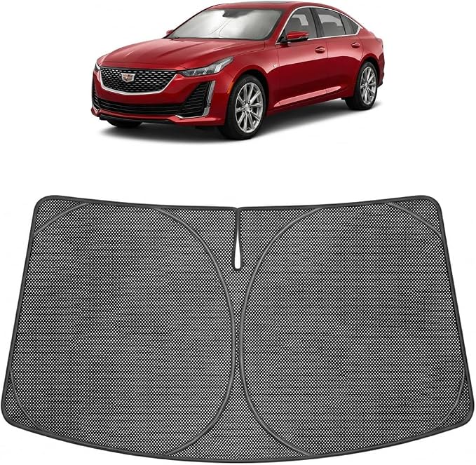 Proadsy Custom Fit 2020-2026 Cadillac CT5 Windshield Sun Shade, Blocks Heat | Ice Crystal Micro-Refraction Blocks 99% UV, Drops Cabin Temp 54°F. Foldable Full Coverage for Summer Parking/Camping Privacy by Proadsy