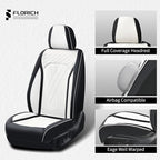 FLORICH Leather Car Seat Cover Full Set Automotive Seat Covers 5 Seats Front and Back Seat Cover Full Coverage Car Seat Cushion Universal Fit for Most Car Truck SUV Seat Protection, Black&White - Image 5