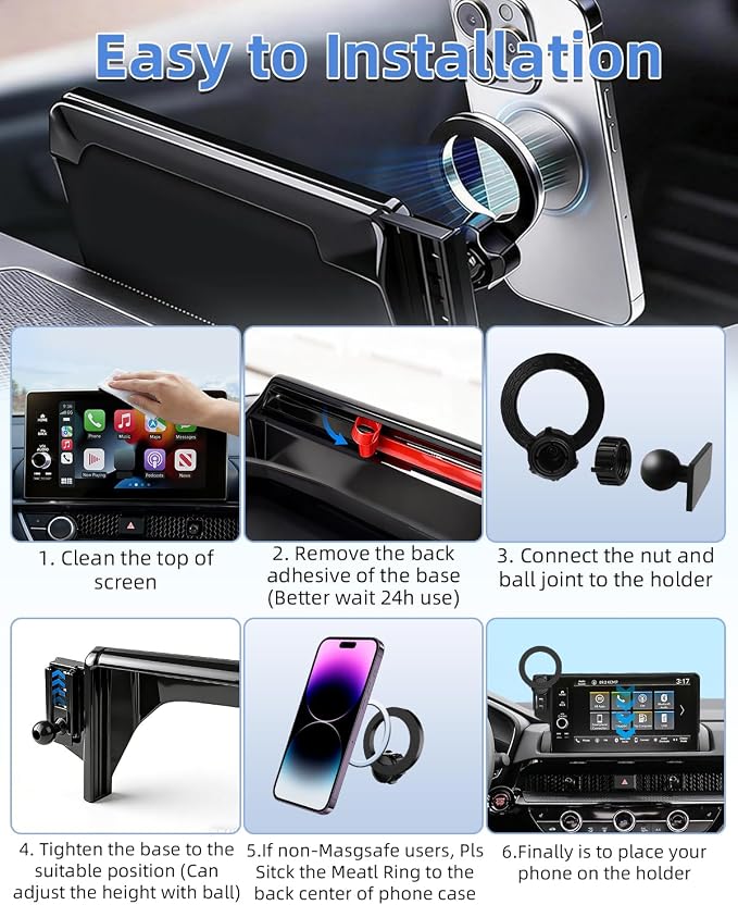 PZK Car Phone Mount for 2019-2026 Toyota Corolla/Corolla Cross 2022-2026 | 2019-2026 Corolla Hatchback Accessories 8-inch Screen Magsafe Magnetic Phone Holder Hands-Free 360° Rotation Not Block Vent - Image 8