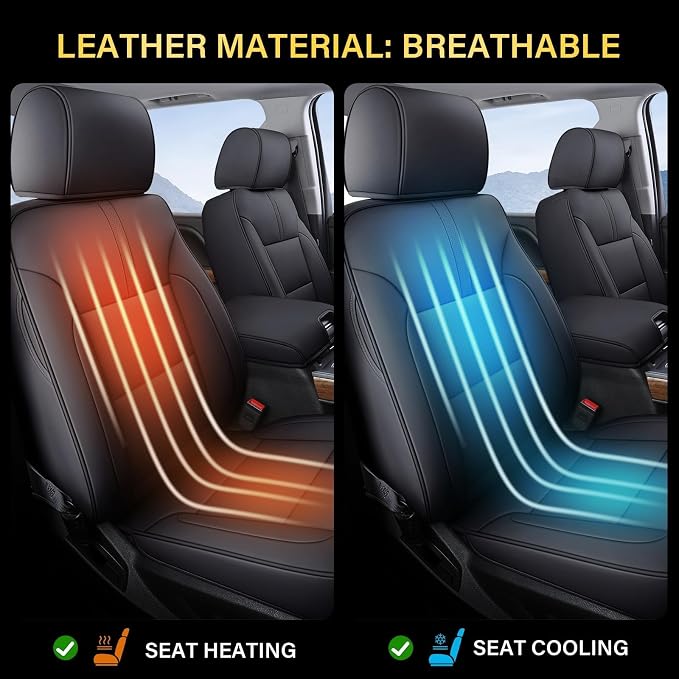 Coverado Full Set Seat Covers Faux Leather(Black) Easy Install,Waterproof, Custom Fit Chevy Silverado/GMC Sierra (2007-2013/2019-2025 1500; 2020-2025 2500HD/3500HD) Crew/Double/Extended Cab - Image 4