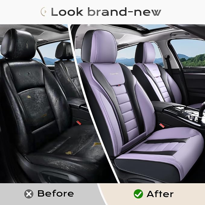 Coverado Car Seat Covers, Front Covers for Cars, Car Seat Cover Front Seats, Automotive Seat Cover, Waterproof, Leather Car Seat Cushion, Universal Interior Covers Seat Protectors for Most Cars - Image 5