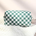 SOIDRAM 2 Pcs Checkered Makeup Bag Large Cosmetic Bag Toiletry Bag Makeup Pouch Travel Bag Organizer Cute Makeup Brushes Aesthetic Accessories Storage Bag for Women Olive Green - Image 6