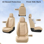 Coverado Car Seat Covers, Front Covers for Cars, Car Seat Cover Front Seats, Car Seat Protector Waterproof, Leather Car Seat Cushion, Universal Interior Covers Seat Protectors for Most Cars Beige - Image 8