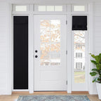 RYB HOME Sidelight Curtains for Front Door, Skinny Narrow Window Curtains | Entry Glass Door Cover, Renter Friendly Blackout Curtains, Adhesive No Drill, Wide 12 inch x Long 69 inch, Black, 1 Panel by RYBHOME