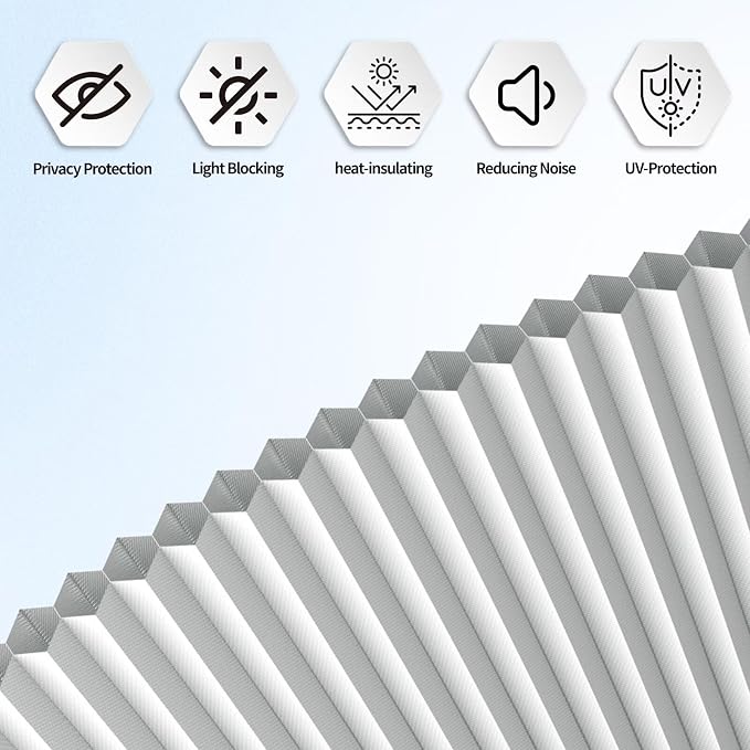 Myshade Arch Window Shades Half Circle Blackout Cellular Shades Cordless No Drill Blinds for Windows Half Moon Honeycomb Fabric No Tools Room Darkening Shades Easy Install(2 Pack White 18" W * 36" H) - Image 6