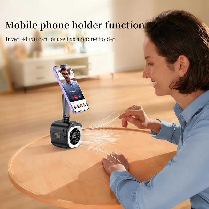 Car Fan for Driver & Backseat, Powerful Large Airflow Portable Fan with Extendable Arm, Rechargeable 3000mAh Battery, Magnetic Clip Mount, 5 Speeds, Quiet Cooling Fan for Car, Baby, SUV, Truck (Black) - Image 9