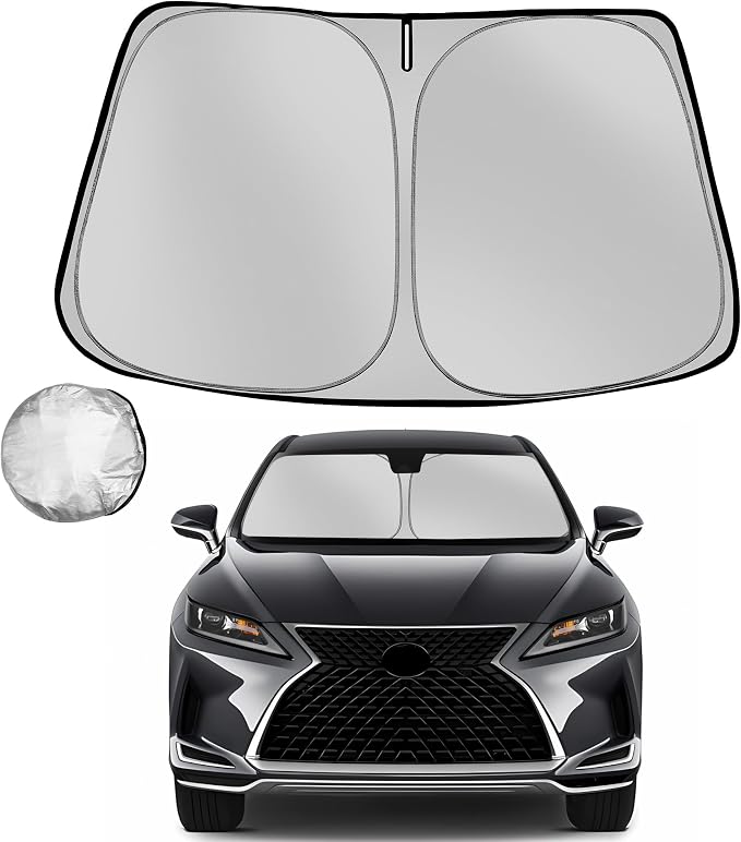 Windshield Sun Shade for 2016-2022 Le-xus RX 350 RX 450h | Foldable Sun Sunshade for Car Front Window Blocks UV Rays and Heat Automotive Interior Protector Custom Fit Accessories by Fonowka
