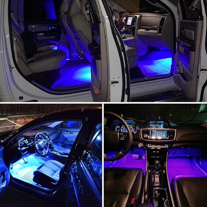 Nilight 4PCS USB Car Interior Lights RGB App and Button Control | 5V DC Multi Color Music Car Neon Accent Light Strips Under Dash Lighting Kit with Sound Active Function - Image 8