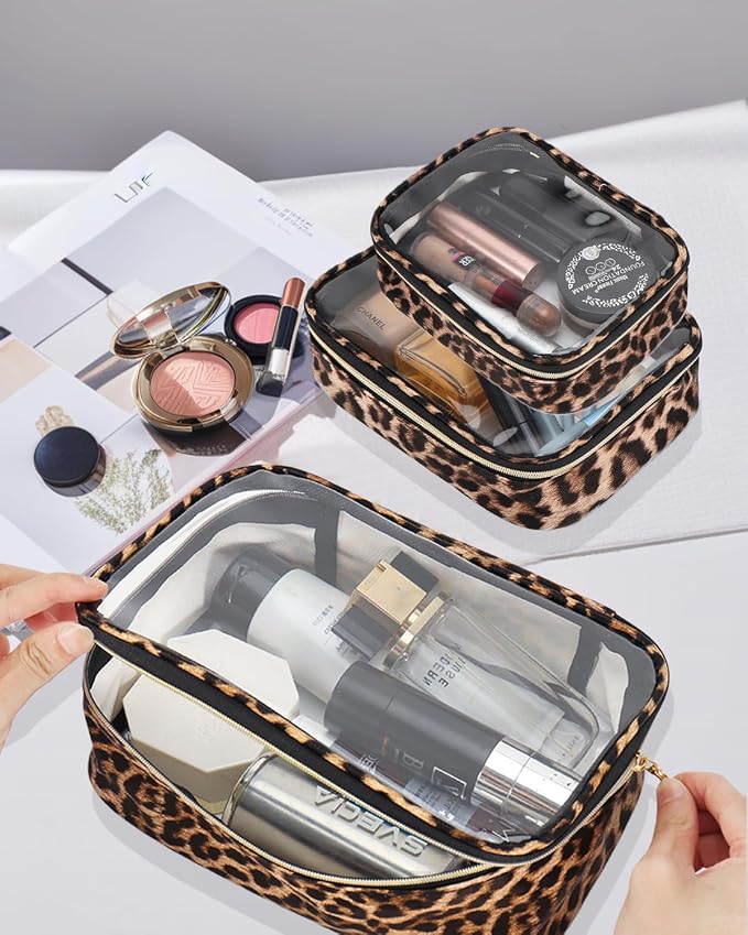 3 Pack Clear Makeup Bags for Women, TSA Approved Toiletry Bag Set for Travel Size Toiletries Carry on Travel Organizer Bags Waterproof Cosmetic Case Zipper Pouch Set Car Accessories Essentials - Image 2