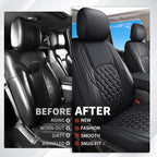 Huidasource Ford Seat Covers, Leather Pickup Seat Cushion Cover Fit for 2015-2026 Ford F150 SuperCrew & 2017-2026 F250 F350 F450 Super Duty Crew Cab XL XLT Lariat King Ranch Platinum(Full Set/Black) - Image 9
